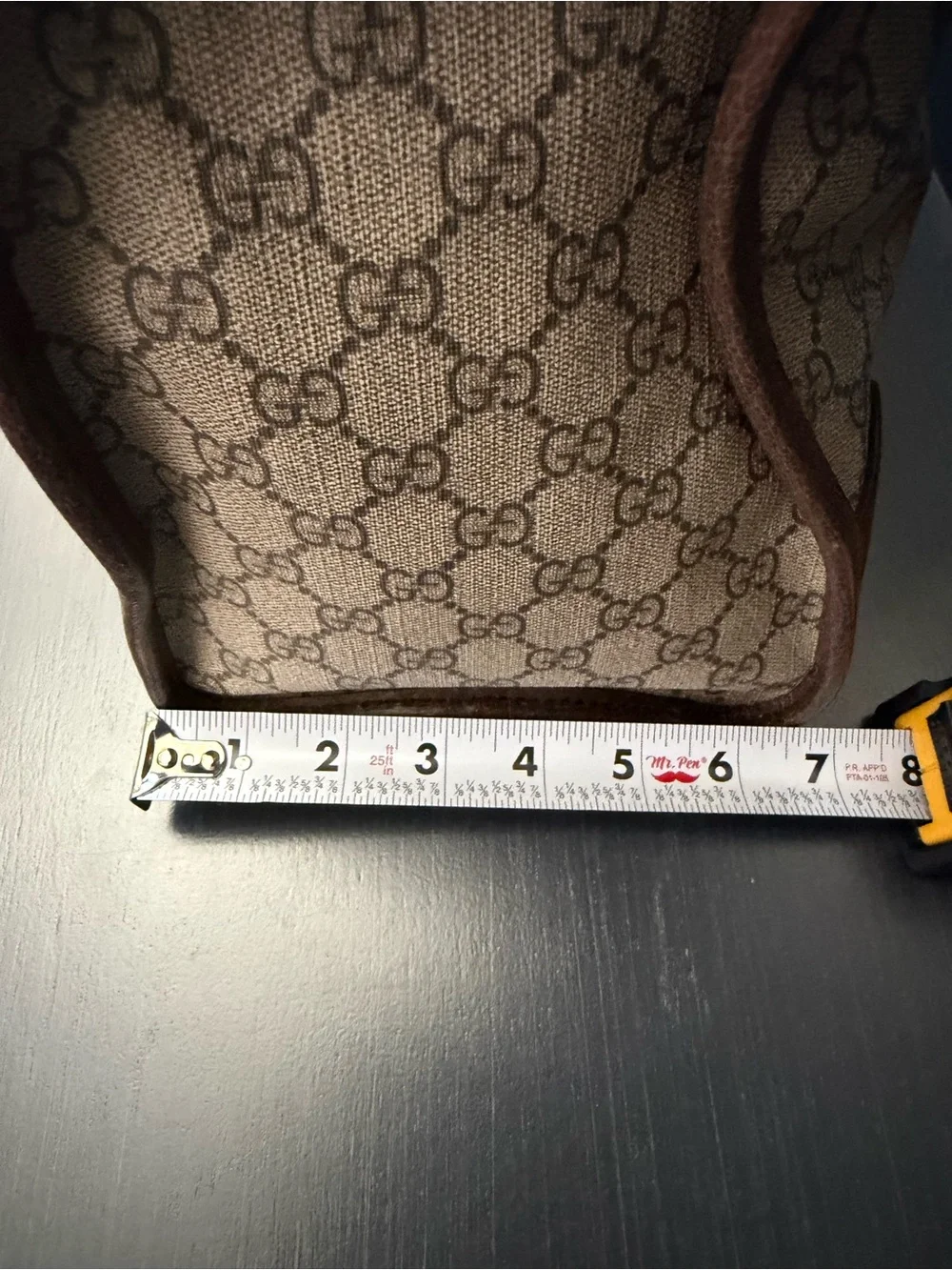Gucci Beige GG Supreme Canvas Duffel with Brown Leather and Green-Red Web